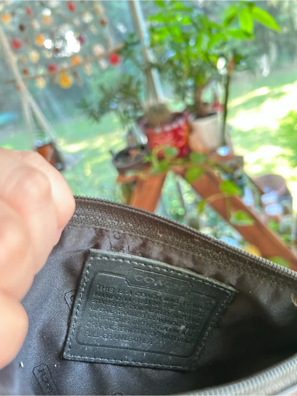 Coach Brown and Black Signature Canvas Small Zip Pouch